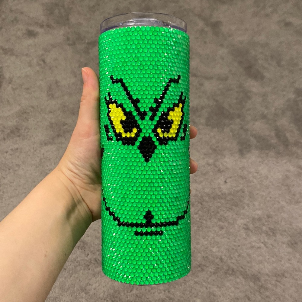 The grinch bedazzled tumbler